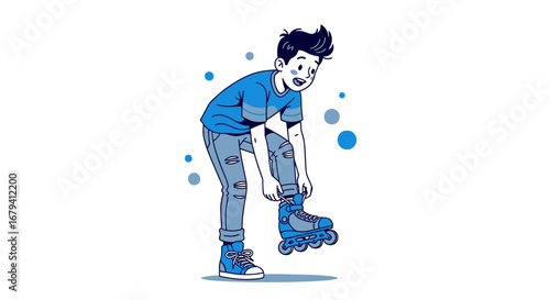 Roller Skating Preparation: A Whimsical Depiction Of Youthful Adventure And Sports