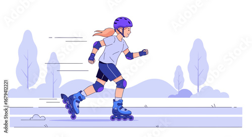 Rollerblading Action Against a Neutral Backdrop Depicting Active Pursuits and Motion