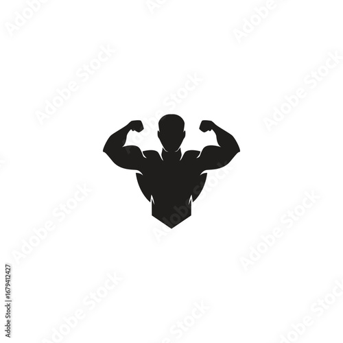 Bodybuilder muscle flex arm vector illustration. Strong macho biceps gym flexing hand line art vector
