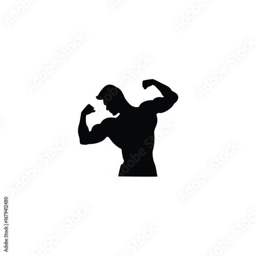 Bodybuilder muscle flex arm vector illustration. Strong macho biceps gym flexing hand line art vector
