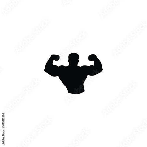 Bodybuilder muscle flex arm vector illustration. Strong macho biceps gym flexing hand line art vector
