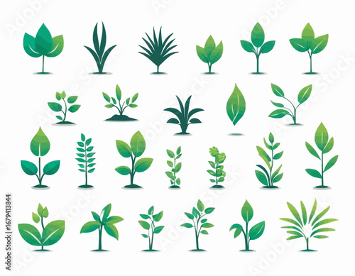 Vector collection of plant icons. Plant symbols that may be needed to create a flyer design