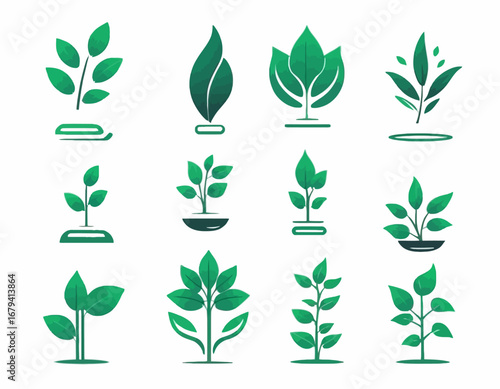 Vector collection of plant icons. Plant symbols that may be needed to create a flyer design