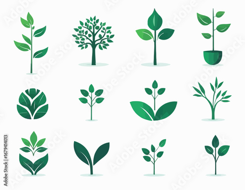 Vector collection of plant icons. Plant symbols that may be needed to create a flyer design