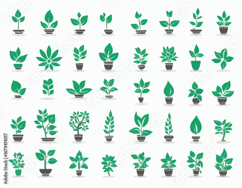 Vector collection of plant icons. Plant symbols that may be needed to create a flyer design