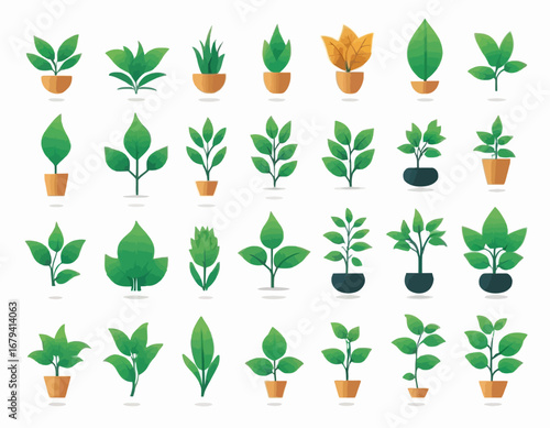 Vector collection of plant icons. Plant symbols that may be needed to create a flyer design