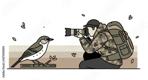 Photographer Capturing A Unique Avian Subject In Its Natural Environment Scene
