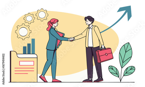 Diverse business people shaking hands in agreement and partnership