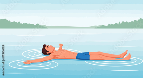 Serene Relaxation: Peaceful Floating in Water, Unwind and Enjoy Aquatic Tranquility