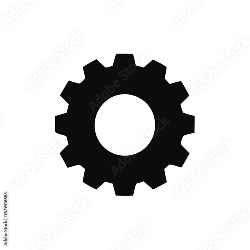 A black and white gear icon vector