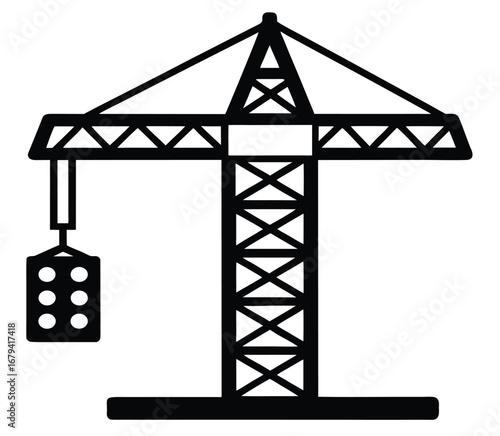 Tower crane construction site icon isolated on white background