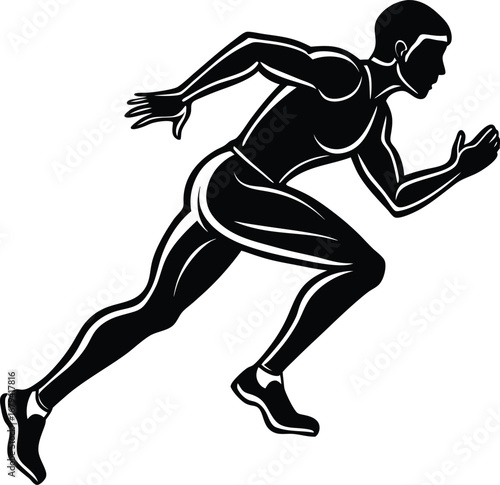 Running human vector athlete on running race silhouettes vector illustration