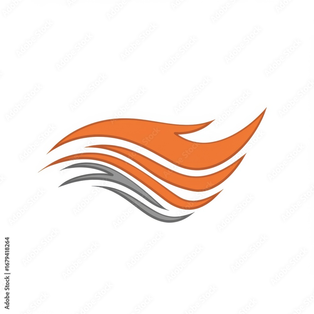 Fototapeta premium Abstract Orange and Gray Wave Graphic Design Isolated on White Background