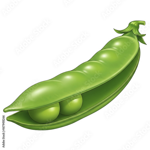 Freshly Opened Pea Pod A Vibrant Illustration of Green Peas, Perfect for Culinary or Health Concepts