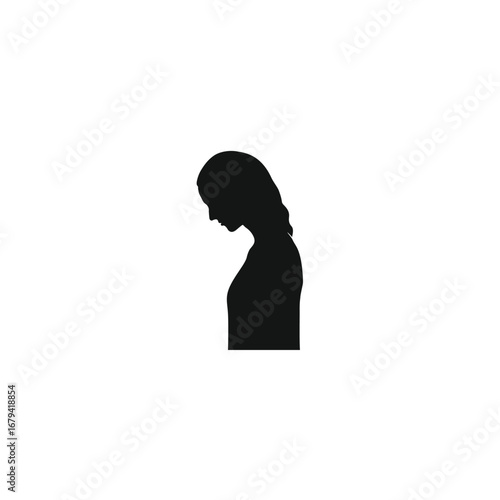 silhouette design of sitting depressed women vector art illustration