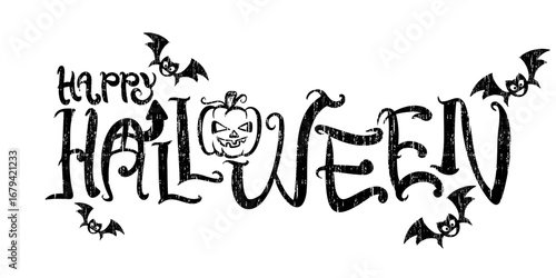Halloween Horizontal Banner Vector with Moon, Bats, and Trick or Treat Typography