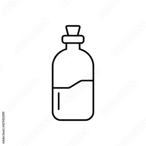 A black and white line art of a bottle