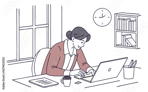 Freelancer working on a laptop in a modern home office