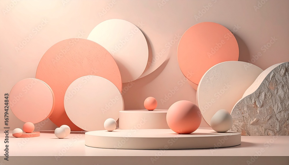 Fototapeta premium Abstract Geometric Display with Soft Pastel Hues