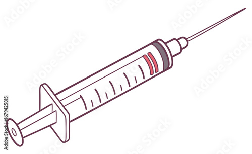 Minimal outline of a syringe for medical and healthcare concepts