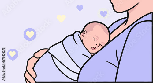 Mother Carries Her Sleeping Baby Close in a Gentle and Loving Embrace