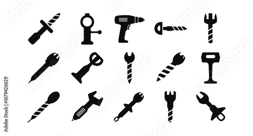 A black and white picture of a drill