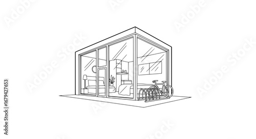 Modern tiny house with transparent background