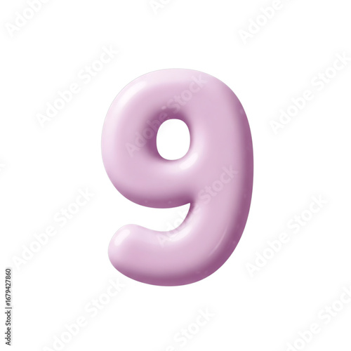 Pastel Pink Number Nine A Cute 3D Rendered Digit