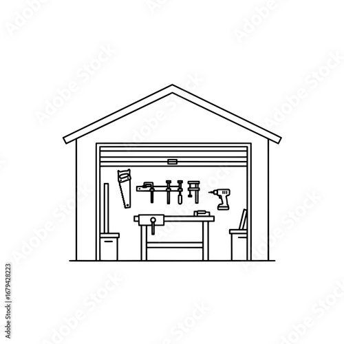 Garage workshop with tools and workbench