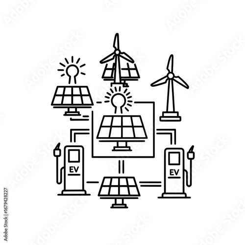 Renewable energy sources with transparent background