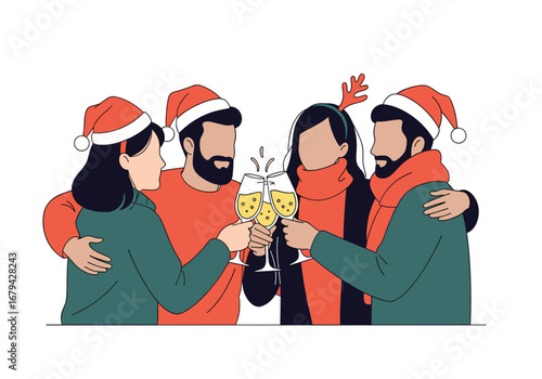 A festive group of friends enjoying a holiday toast together