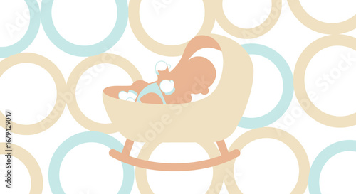 Newborn Resting Comfortably In A Cradle With Abstract Gentle Pattern