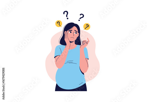 Expecting mother experiencing confusion and uncertainty during pregnancy journey