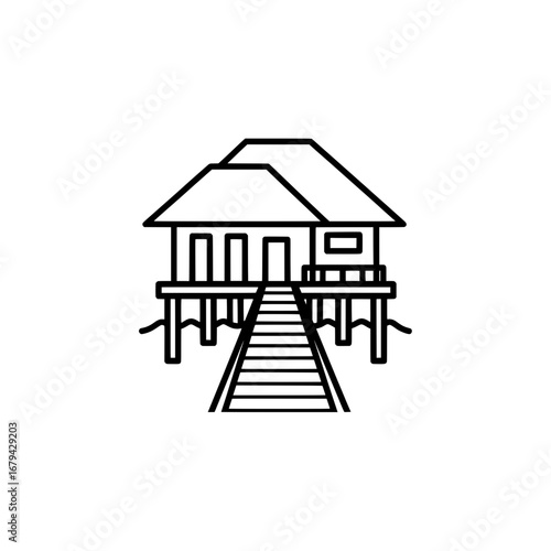 Stilt house with transparent background