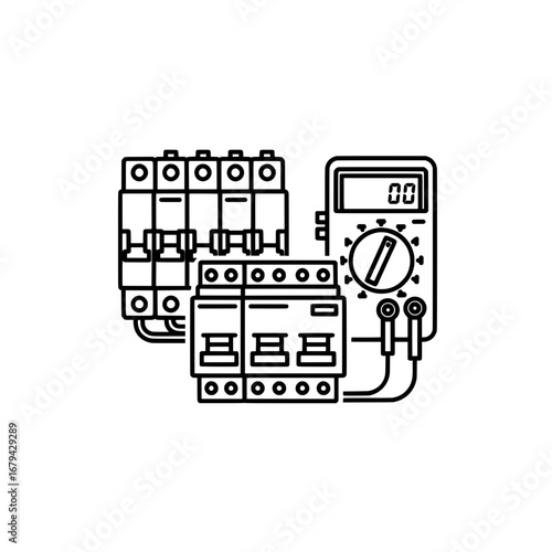 Electrical circuit with digital multimeter and relays