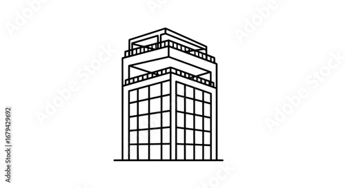 Modern high-rise building with transparent background