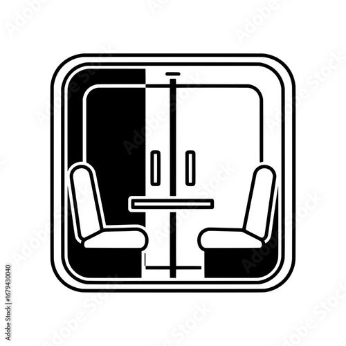 Train compartment with transparent background
