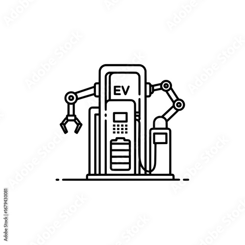 Electric vehicle charging station with transparent background