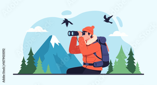 Observing Wilderness With Binoculars: A Hiker's Journey Into Mountainous Terrain