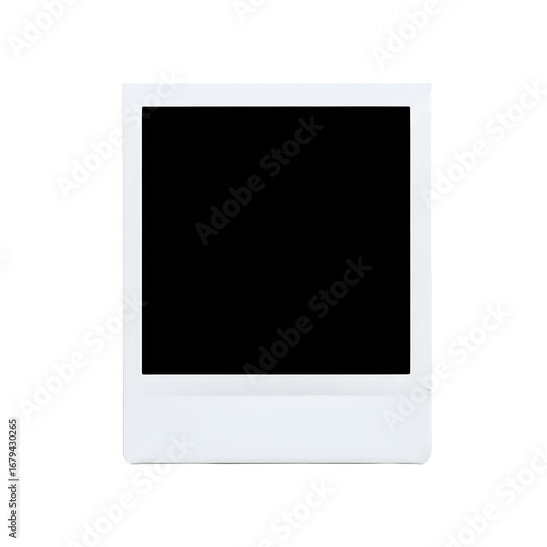 Empty white photo frame with black space for picture on white background