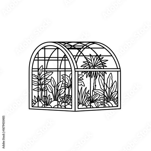 Indoor greenhouse with transparent background