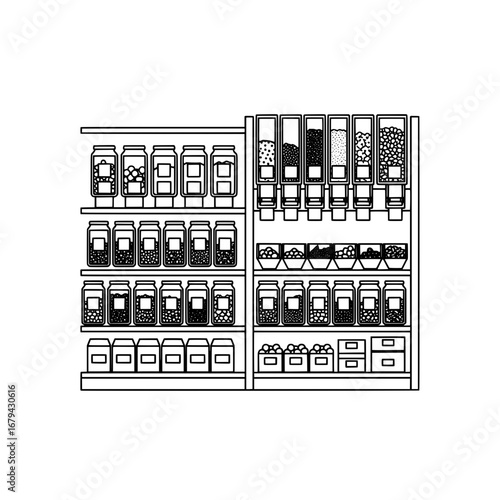 Warehouse shelving units with transparent background