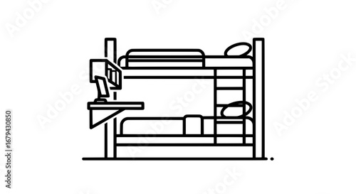 Hospital bunk bed with transparent background