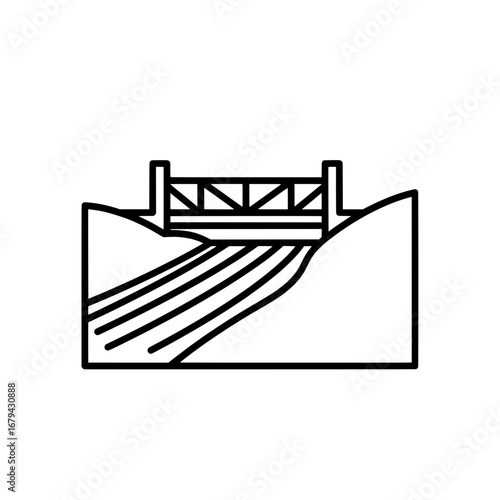 Bridge over river with transparent background