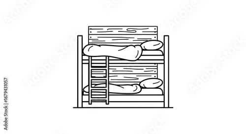 Linen bunk beds with transparent background