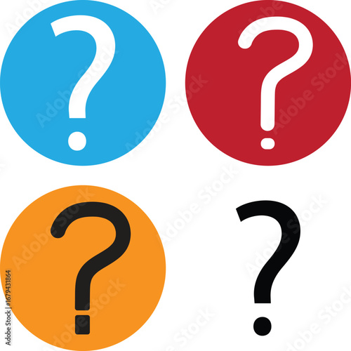 Colorful question mark icons:  bold, simple, and inquisitive design.