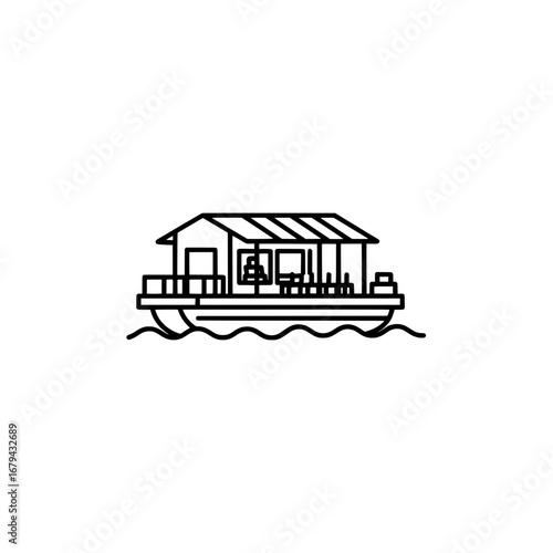Outline of houseboat with transparent background
