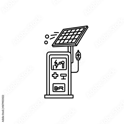 Solar powered charging station with transparent background