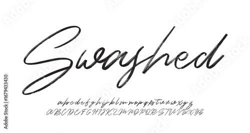 Swashed Signature Elegant Branding Typeface. Handwritten Script Editable Text Effect Template . vector illustration 
