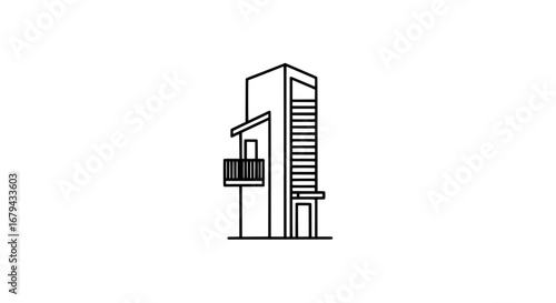 Modern high-rise building with transparent background